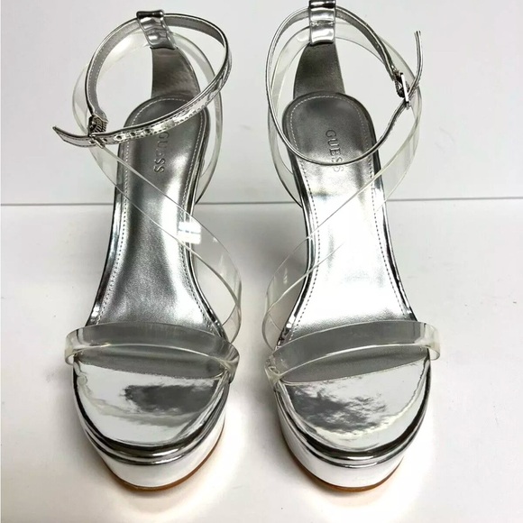 Guess | Shoes | Guess Casilda Iridescent Strappy Skycraper  Guess Womens Casilda Heel Silver Size 8.5 M